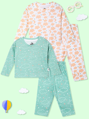 The Mom Store Kids Nightwear Boys & Girls Printed Cotton(Multicolor Pack of 2)