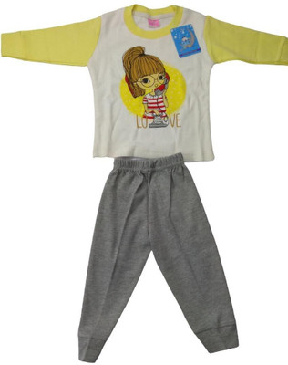PK Kids Nightwear Baby Boys & Baby Girls Printed Cotton(Yellow Pack of 1)