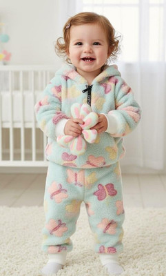 abulkalam Kids Nightwear Baby Boys & Baby Girls Self Design Fleece Blend(Light Blue Pack of 1)