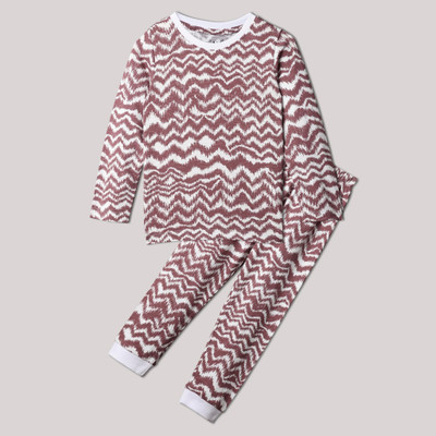 Cubs Planet Kids Nightwear Boys & Girls Printed Cotton Blend(Maroon Pack of 1)