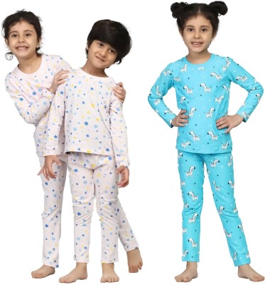 kidoosleep Kids Nightwear Baby Boys & Baby Girls Printed Cotton(Multicolor Pack of 2)