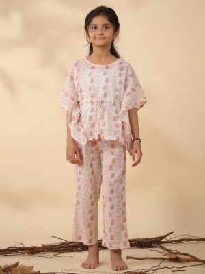 Sanskrutihomes Kids Nightwear Girls Printed Cotton(White Pack of 1)