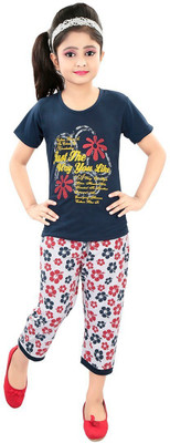 Style Junction Kids Nightwear Girls Printed Fleece Blend(Blue Pack of 1)