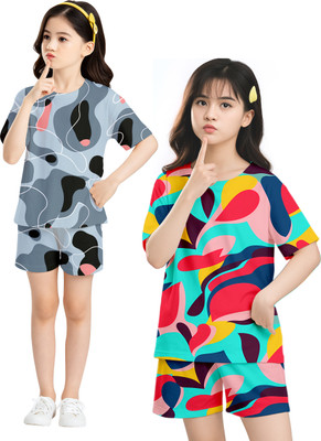 PEARLFASHION Kids Nightwear Baby Boys & Baby Girls Printed Cotton Blend(Multicolor Pack of 2)