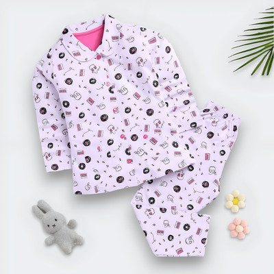 LACIA LOBO Kids Nightwear Baby Boys & Baby Girls Printed Cotton Blend(Multicolor Pack of 1)