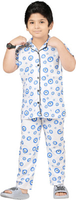 BURBN Kids Nightwear Girls Printed Cotton(White Pack of 1)