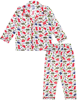 Superminis Kids Nightwear Boys & Girls Printed Cotton(Red Pack of 1)