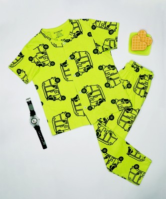 BE AWARA Kids Nightwear Baby Boys & Baby Girls Printed Cotton(Green Pack of 1)