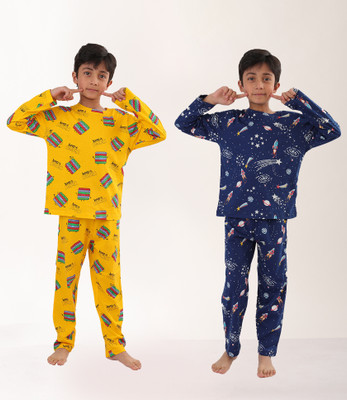 anthrilo Kids Nightwear Baby Boys Printed Cotton(Multicolor Pack of 2)