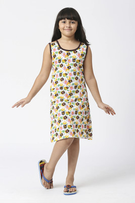 Belive in Yourself Kids Nightwear Girls Printed Cotton(Brown Pack of 1)