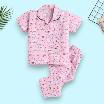 ULTRINA Kids Nightwear Girls Printed Nylon(Pink Pack of 1)