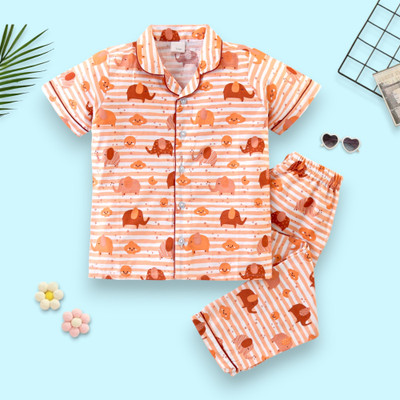 KidFella Kids Nightwear Baby Boys & Baby Girls Printed Nylon(Multicolor Pack of 1)