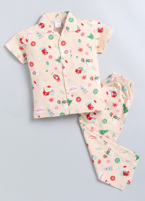 NAUTI KIDZ Kids Nightwear Boys Printed Cotton(Orange Pack of 1)