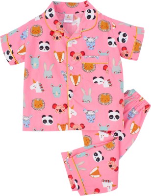Babywish Kids Nightwear Baby Boys & Baby Girls Printed Cotton(Pink Pack of 1)