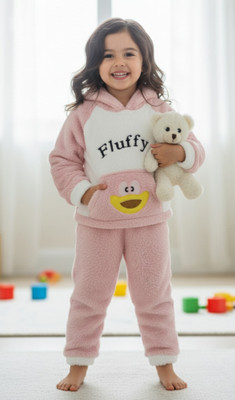 Uttam Kids Nightwear Boys & Girls Printed Fleece Blend(Pink Pack of 1)