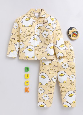 NAUTI KIDZ Kids Nightwear Boys Printed Cotton(Yellow Pack of 1)