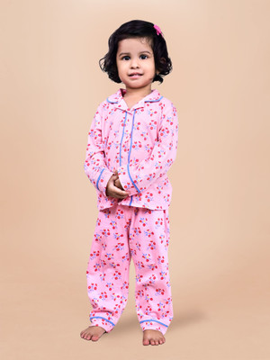 Dear to dad Kids Nightwear Baby Girls Printed Cotton(Multicolor Pack of 1)