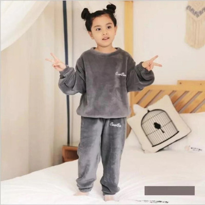 Kavita Fashion Kids Nightwear Boys & Girls Solid Fleece Blend(Pink Pack of 1)