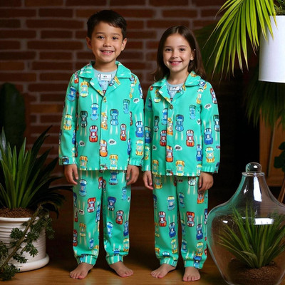 Alaap Kids Nightwear Baby Boys & Baby Girls Printed Polycotton(Blue Pack of 1)