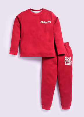 Dear to dad Kids Nightwear Baby Boys Graphic Print Cotton(Maroon Pack of 1)