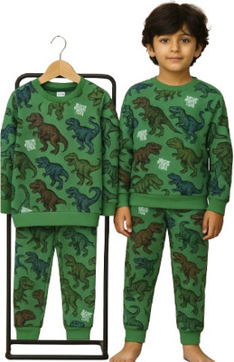 CMC Kids Nightwear Boys & Girls Animal Print Cotton Blend(Green Pack of 1)