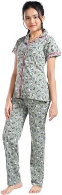 LIL ANGLES Kids Nightwear Girls Printed Fleece Blend(Grey Pack of 1)