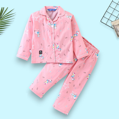 ULTRINA Kids Nightwear Girls Printed Nylon(Pink Pack of 1)