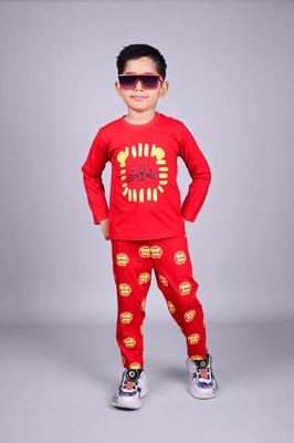 Dear to dad Kids Nightwear Baby Boys Graphic Print Cotton(Red Pack of 1)