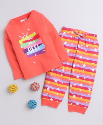 BUMZEE Baby Boys Casual T-shirt Pyjama(Orange)