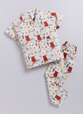 NAUTI KIDZ Kids Nightwear Boys Printed Cotton(Multicolor Pack of 1)