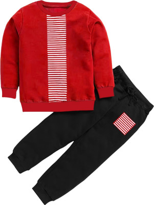 Outfit vs attire Boys Casual T-shirt Track Pants(Red & Black)