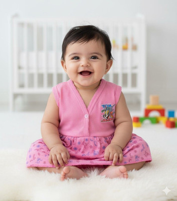 Kidocare Kids Nightwear Baby Boys & Baby Girls Printed Cotton(Pink Pack of 1)