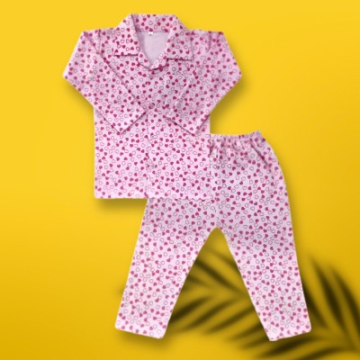 BABY JACKSON Kids Nightwear Girls Printed Cotton(Pink Pack of 1)