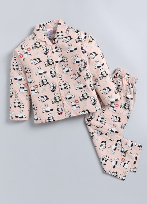 NAUTI KIDZ Kids Nightwear Boys Printed Cotton(Orange Pack of 1)