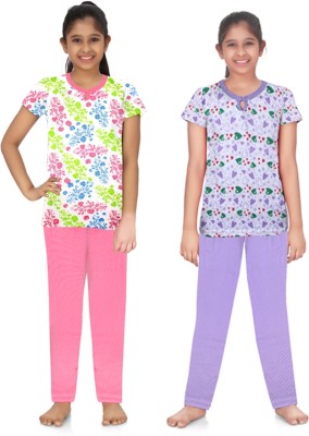 BARATHIDEVI TEX Girls Casual Top Pant(Multicolor)