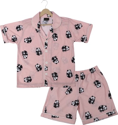 Cremlin Clothing Kids Nightwear Boys & Girls Graphic Print Cotton Blend(Black Pack of 1)