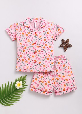 TOONYPORT Kids Nightwear Girls Printed Cotton Blend(Multicolor Pack of 1)