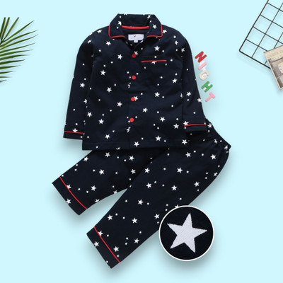 Woxaa Kids Nightwear Baby Girls Printed Nylon(Black Pack of 1)