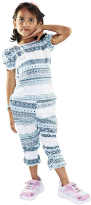 Kids Cave Kids Nightwear Girls Printed Cotton(White Pack of 1)