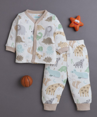 BUMZEE Kids Nightwear Baby Boys Graphic Print Cotton(Multicolor Pack of 1)