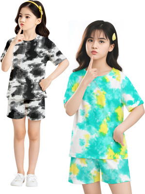 PEARLFASHION Kids Nightwear Baby Boys & Baby Girls Printed Cotton Blend(Multicolor Pack of 2)