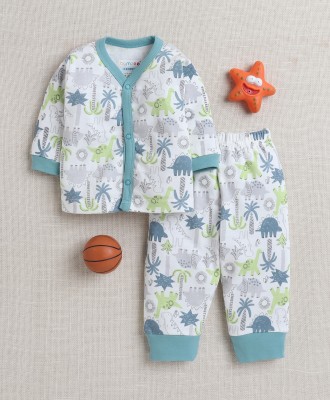 BUMZEE Kids Nightwear Baby Boys Printed Cotton(White Pack of 1)