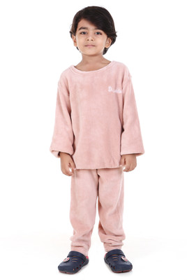 Uttam Kids Nightwear Boys & Girls Printed Fleece Blend(Grey Pack of 1)
