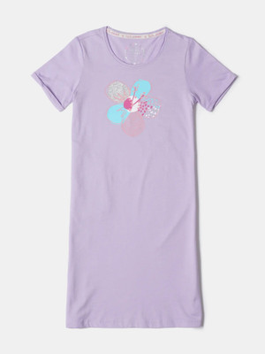 JOCKEY Kids Nightwear Girls Graphic Print Cotton(Purple Pack of 1)