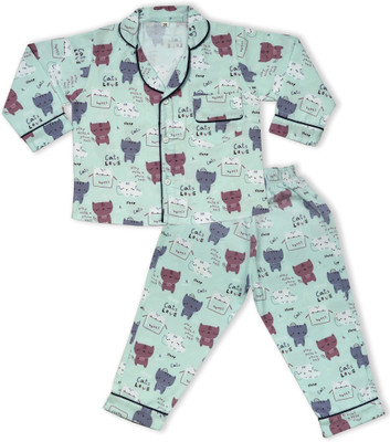 Minimates Kids Nightwear Baby Boys & Baby Girls Printed Cotton(Multicolor Pack of 1)