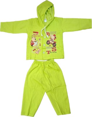 Bikram Kids Nightwear Baby Boys Printed Cotton(Light Green Pack of 1)