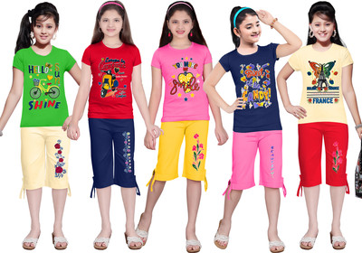 KP BROS Kids Nightwear Girls Printed Cotton(Multicolor Pack of 5)