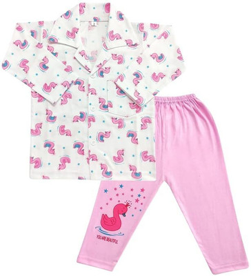 BABY JACKSON Kids Nightwear Baby Boys & Baby Girls Printed Cotton(Pink Pack of 1)