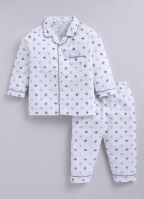 BabyGo Kids Nightwear Baby Boys & Baby Girls Printed Cotton(White Pack of 1)