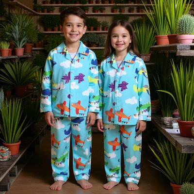 Alaap Kids Nightwear Baby Boys & Baby Girls Printed Polycotton(Multicolor Pack of 2)